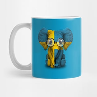 Baby Elephant with Glasses and Swedish Flag Mug